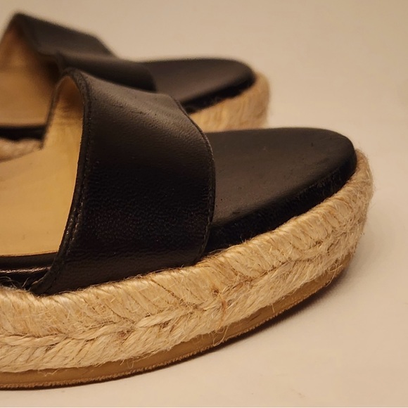 Stuart Weitzman Lexia Leather Black Espadrille Wedge Women’s Sandal Size 7 - Picture 10 of 12